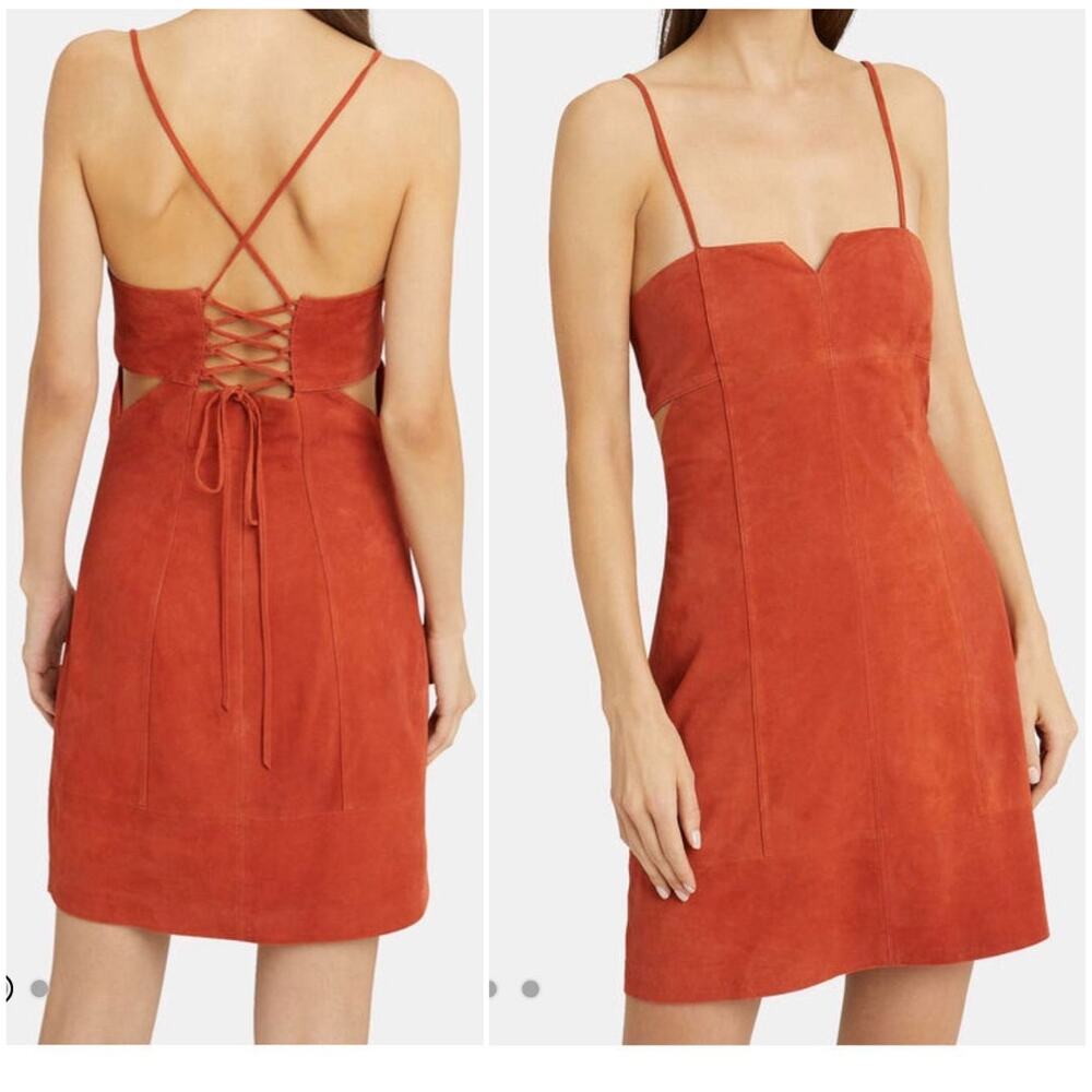 Orange Sheath Mini Dress with Spaghetti Straps
